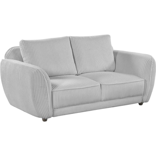 Charleston Loveseat in Channel Tufted Gray Velvet & Gray Oak